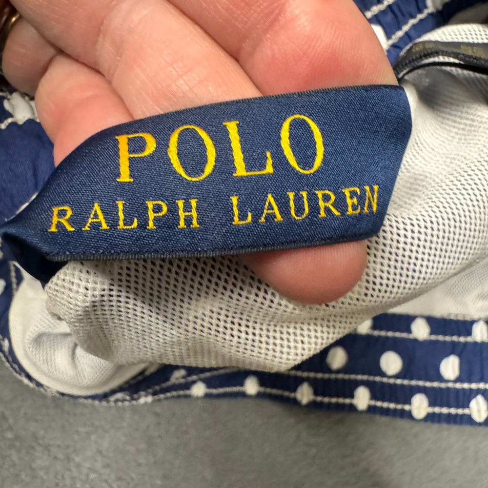 Polo Ralph Lauren Swim Trunks Mens Large Polka Dot Blue Pool Beach Mesh Liner - Picture 3 of 10